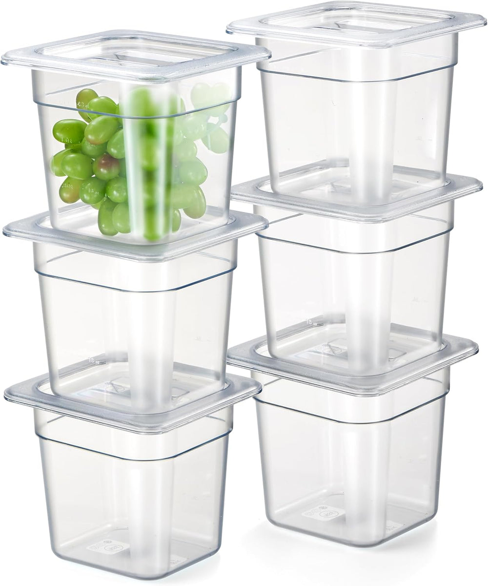 CURTA 6-Pack 1/6 Size 6" Deep NSF Polycarbonate Food Pans