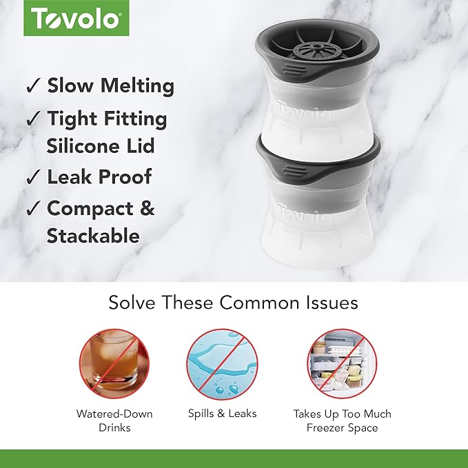 Tovolo Tennis Ice Cube Molds Pack of 2 Large Craft Ice Spheres - Image 3