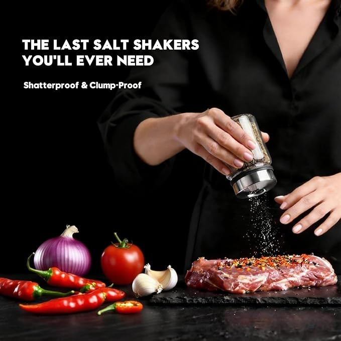 Shatterproof Glass Salt and Pepper Shakers Set Leak & Moisture Proof - Image 3