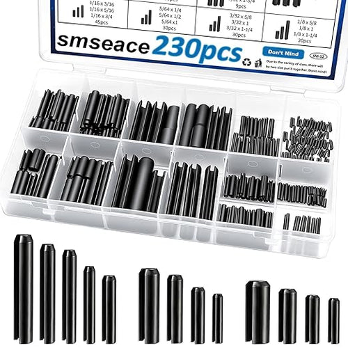 230Pcs Roll Pin Set SAE 1/16 5/64 3/32 1/8 5/32 3/16 7/32 1/4 5/16 3/8 Inch by Seept