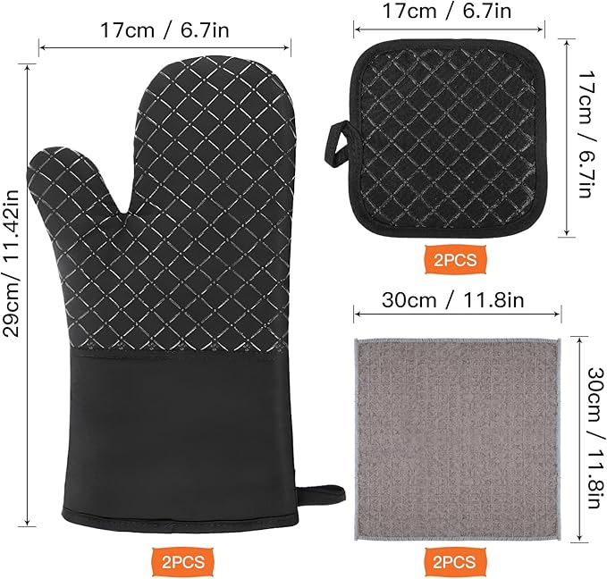 Philorn Oven Mitts and Pot Holders 6pcs, Kitchen Oven Glove High Heat Resistant - Image 2