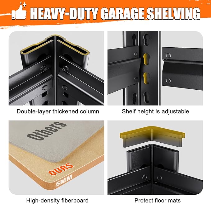 3-Pack 5-Tier Heavy Duty Garage Shelving Units - Image 6