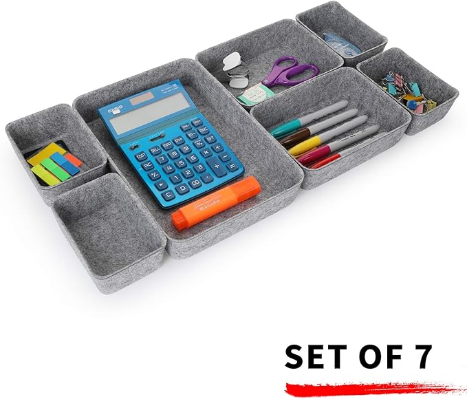 Welaxy Office drawer organizers trays felt storage bin organize dividers Box - Image 2