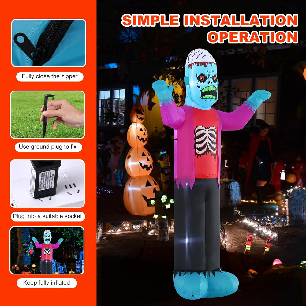 12ft Blue Zombie Halloween Inflatable Outdoor Decoration, Courtyard Decoratio...
