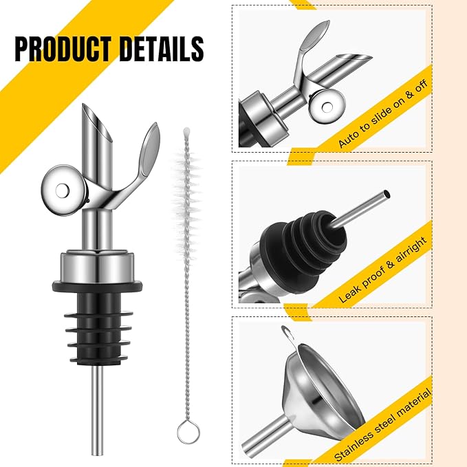Tioncy 4 Pieces Weighted Stainless Steel Pourers Olive Oil Spout Olive Oil - Image 3