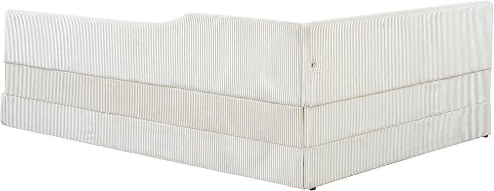SOFTSEA Full Size Upholstered Corner Bed, Modern Daybed with L-Shaped Backres...