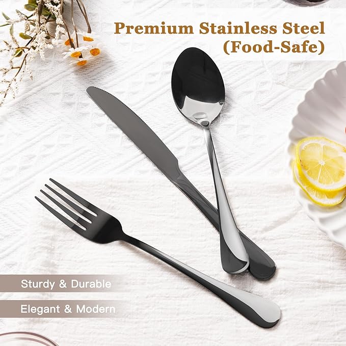Astercook 24-Piece Black Silverware Set - Image 3