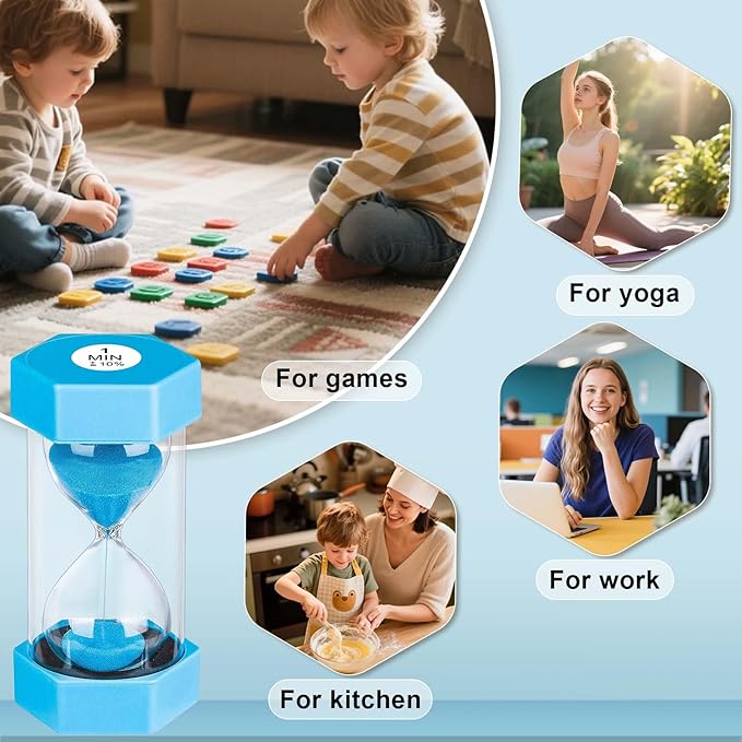 Hourglass Sand Timer 5 Minute, Plastic Unbreakable Hexagon Hourglass Sand Clock - Image 6
