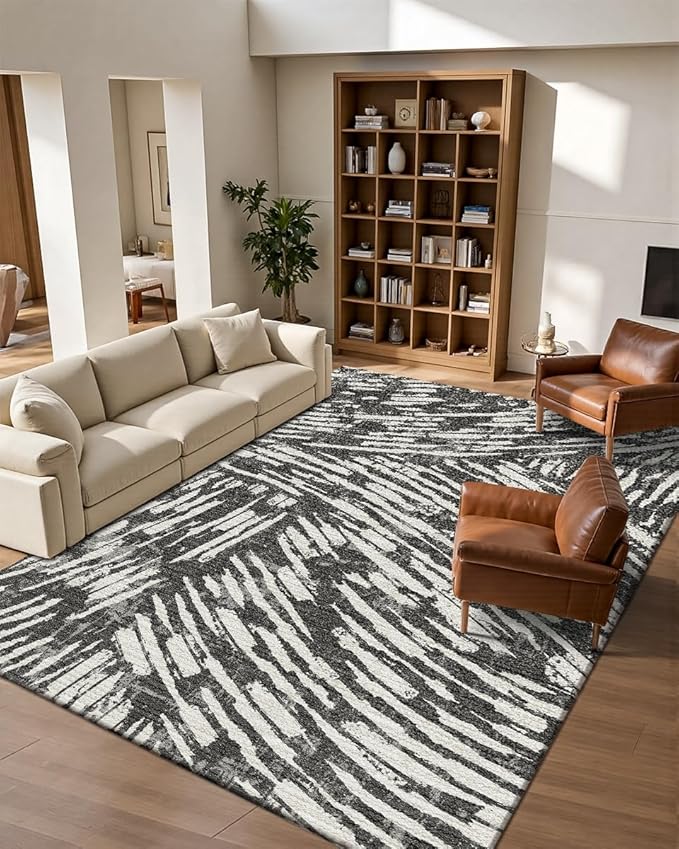Latte&Fog 6x9 Area Rugs for Living Room Bedroom, Modern Abstract Washable Rug - Image 2