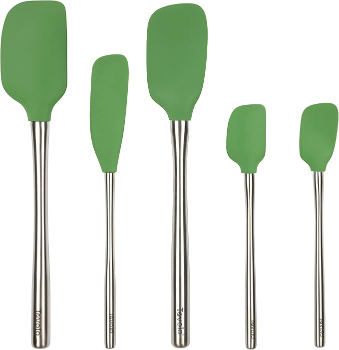 Tovolo Stainless Steel Handled Silicone Spatula Set of 5 Pesto Green, by Tovolo