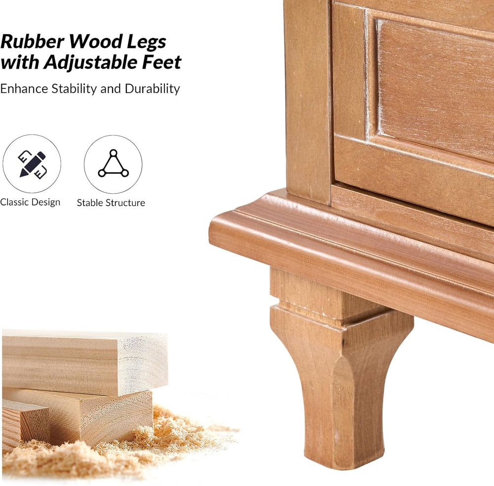 End Table Set of 2 with Charging Station, Solid Wood Organizer with 3 Drawers...