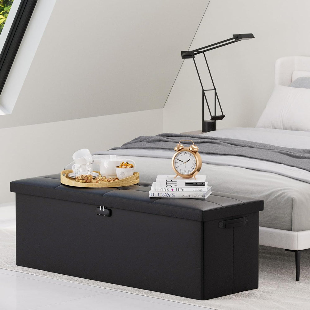 DocSafe Storage Ottoman Bench,Fireproof＆Waterproof Folding Bench with Lock(15...