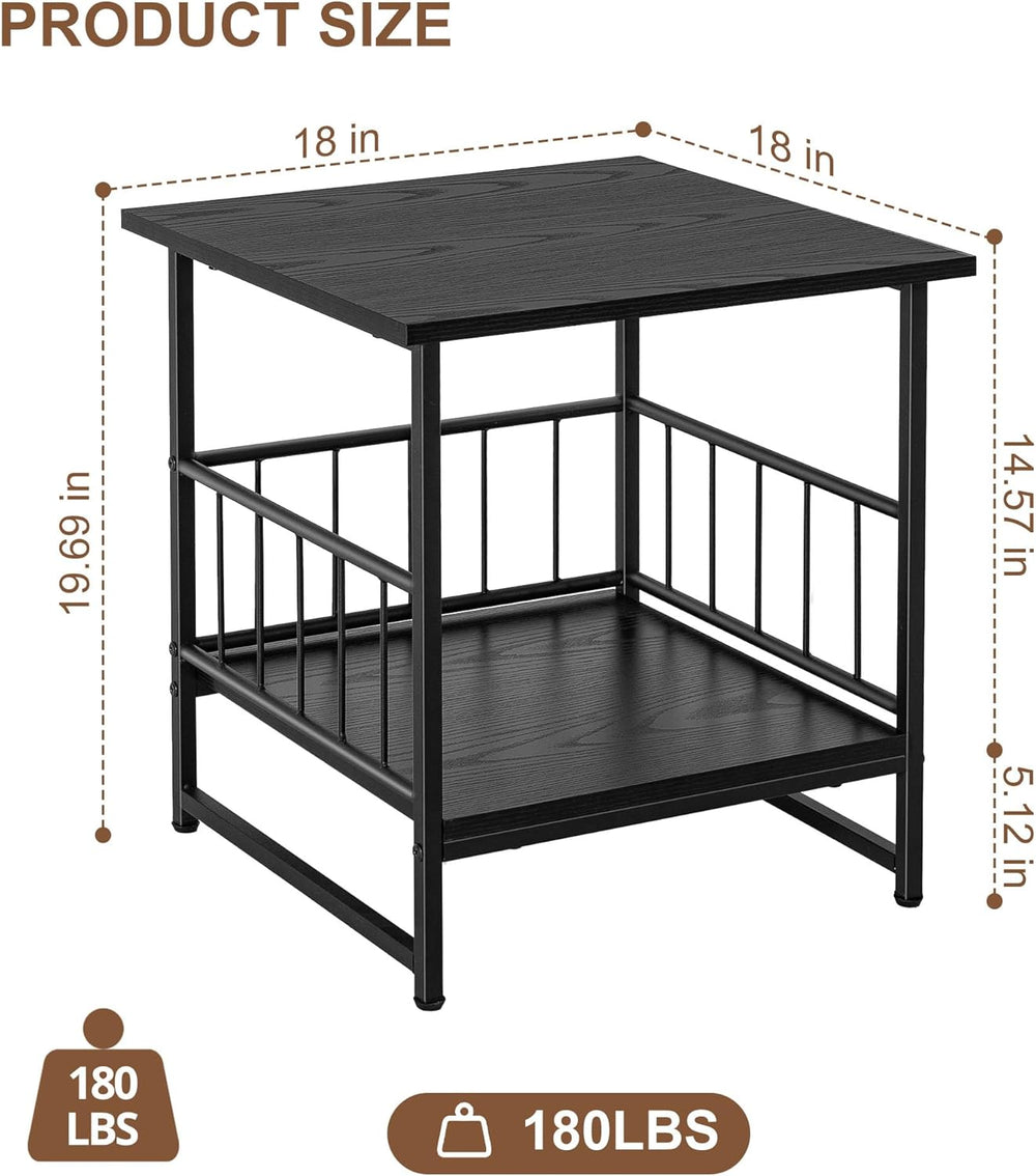 EazeHome 18" Square End Table, Modern Nightstand Side Table, Nightstand ...