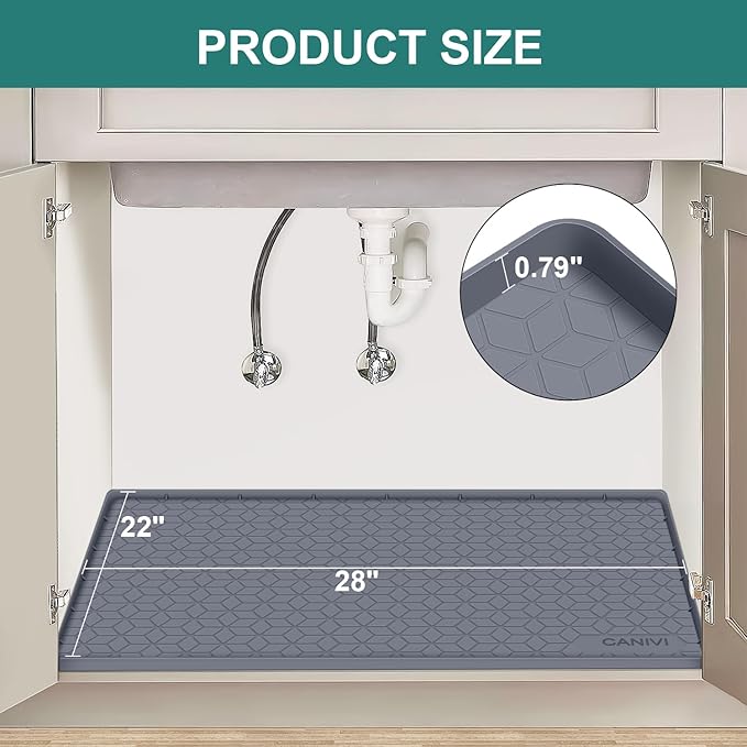 Under Sink Mat, Kitchen Cabinet Shelf Protector, Fits 36 inch Standard Cabinet - Image 2