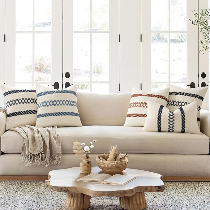 MIULEE Set of 2 Black Boho Decorative Pillow Covers 20x20 Inch Farmhouse Rustic - Image 3
