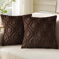 decorUhome Throw Pillow Covers 24x24 Inch Set of 2, Soft Plush Faux Wool Dark by decorUhome