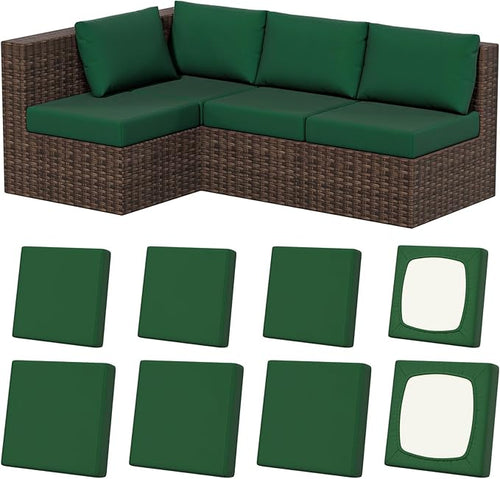 8Pcs Stretch Patio Cushion Covers, Outdoor Couch & Sofa Replacement Slipcovers by VORSHAPE