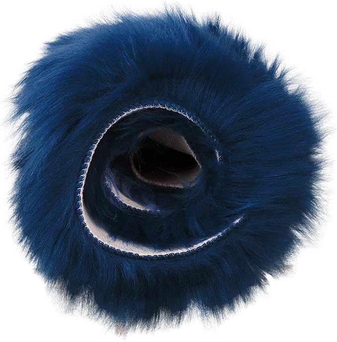 duduta Navy Blue Faux Sheepskin Runner Rugs 2x6 ft, Fluffy Shag Bedroom Bedside - Image 5