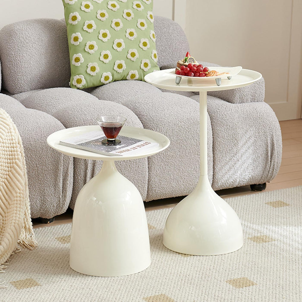 Gdrasuya10 Round Neating Tables Set of 2, White Side Table End Table Metal Ne...