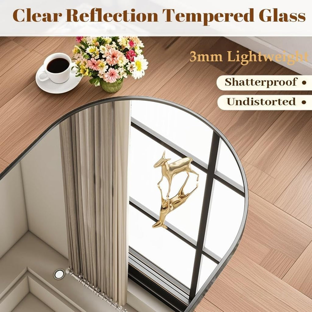 Dewfig Arched Wall Mirror, 38"x26" Bathroom Mirrors for Over Sink, ...