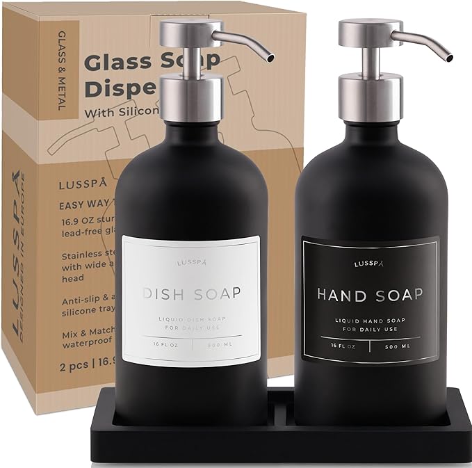 Glass Soap Dispenser Set of 2
