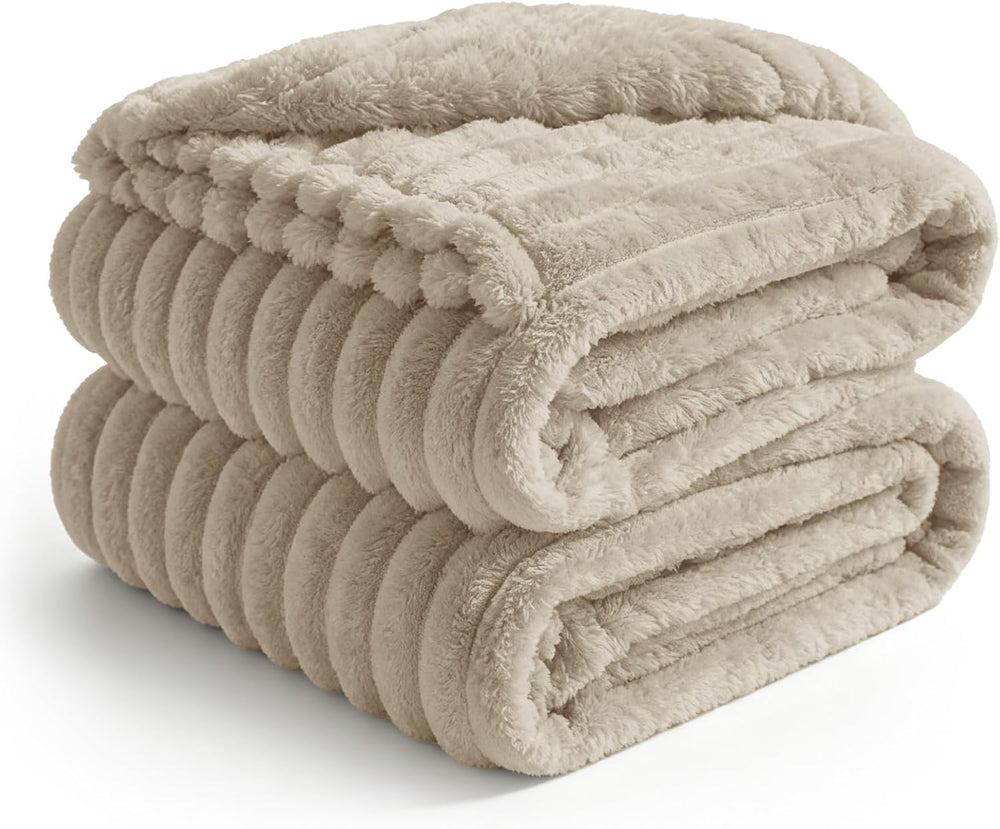 BEDELITE Ribbed Full Size Blanket for Bed, Linen, 84"x90"