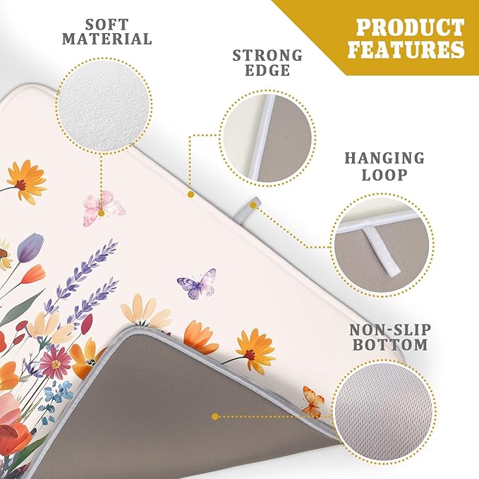 Kawani Spring Summer Flowers Dish Drying Mat - Image 4