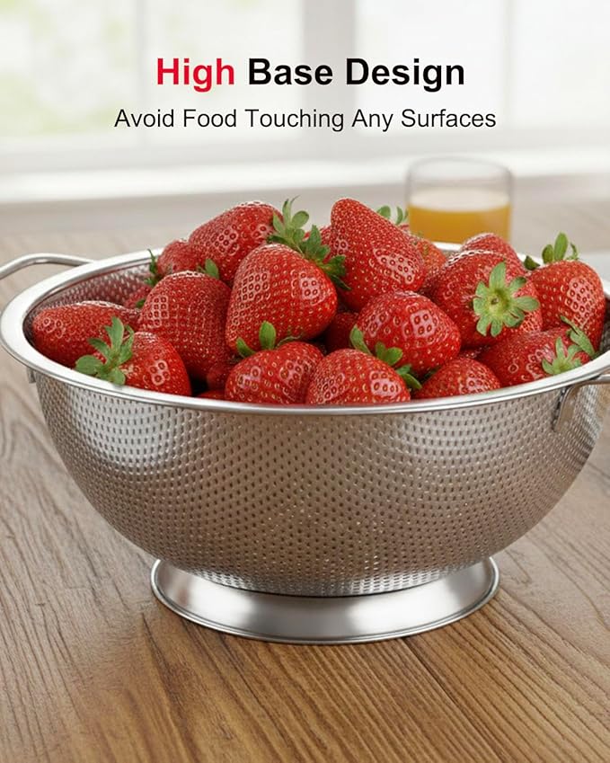3-Quart Colander for Kitchen, Stainless Steel Colander - Image 6