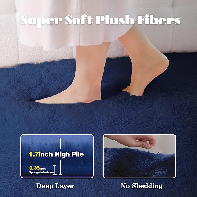 2x6 Runner Rug for Bedroom: Fluffy Shag Soft Washable Rugs Small Fuzzy Plush - Image 3