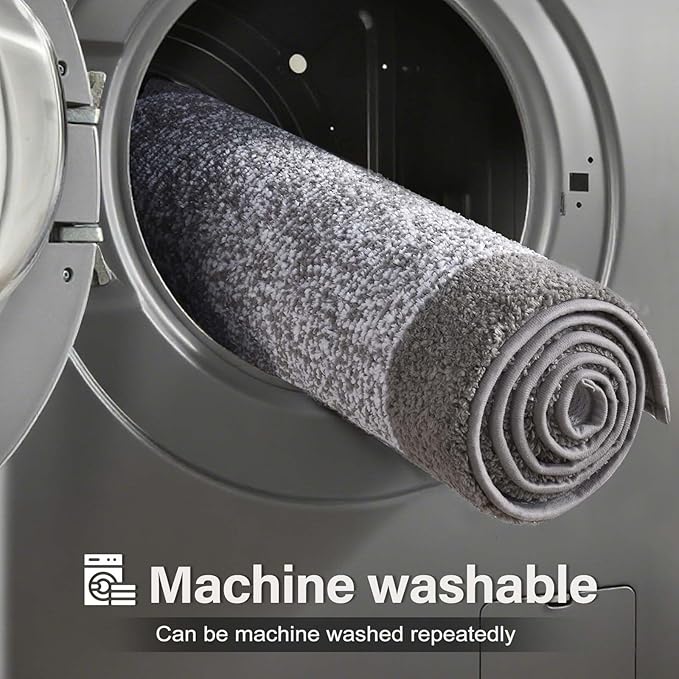 Bathroom Rugs 30x20 Non Slip Washable, Light Grey Bath Mat - Image 9
