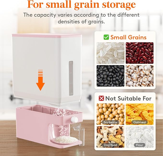 Lifewit Rice Dispenser 25 Lbs, Rice Storage Container Sealed Moisture Proof