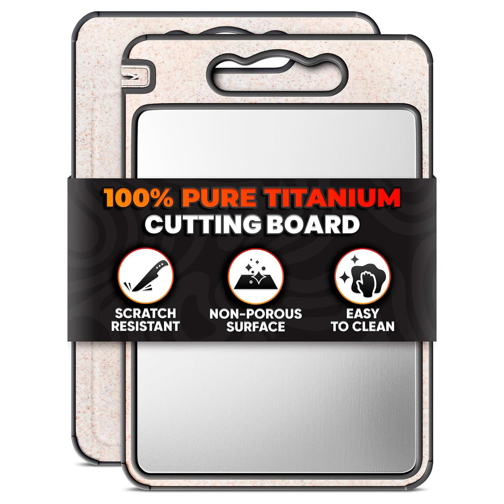Double Sided Metal Cutting Board Titanium 14.3"x9.8"