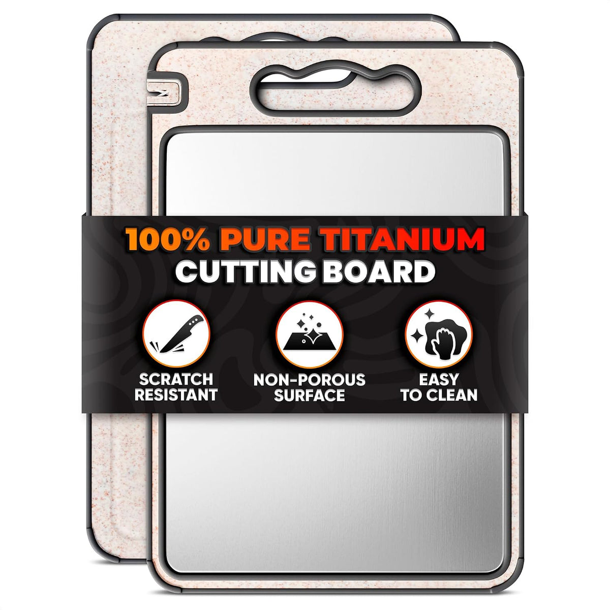 Double Sided Metal Cutting Board Titanium 14.3"x9.8"