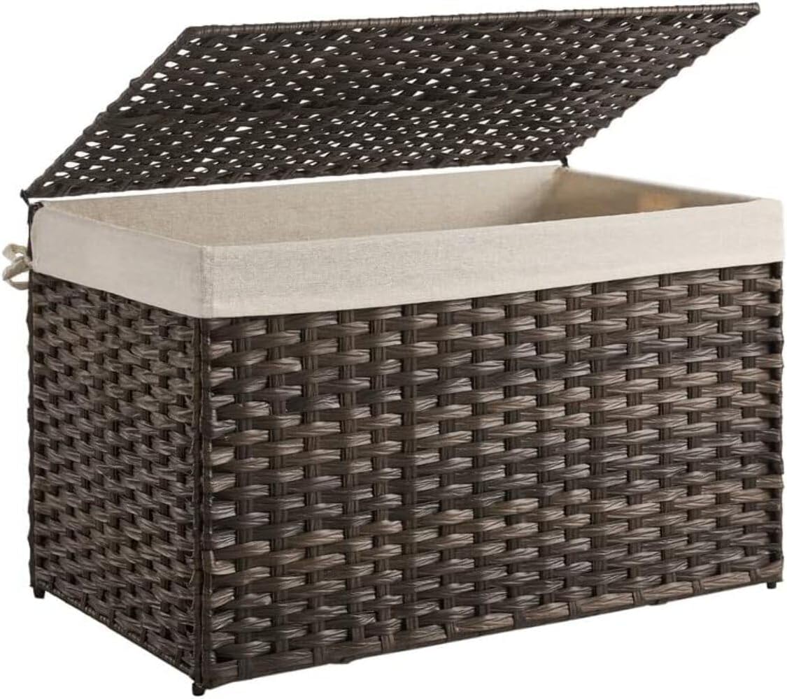 songmics woven storage basket with lid, 42.3 gallon, main product view