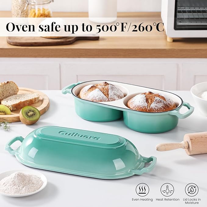 Cast Iron Bread Pan with Lid, Mini Enamel Sourdough Baking Dutch Oven Pot - Image 4