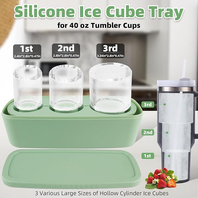 Tcamp Ice Mold for Stanley Cup 30-40 oz Tumbler Cup Ice Mold, Silicone Ice Cube - Image 3