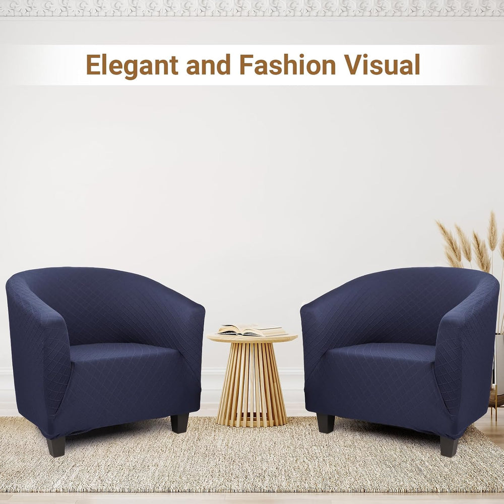 Barrel Chair Covers Slipcover 1 Piece, 2 Pack Stretch Navy Blue Club Chair Co...
