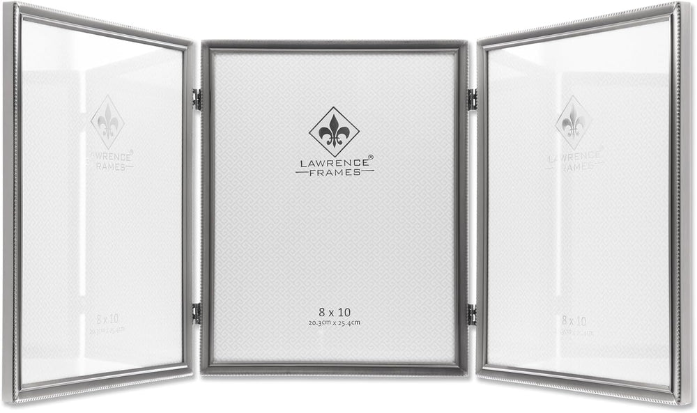 Lawrence Frames Bead Border Design, 8 x 10 Triple, Pewter