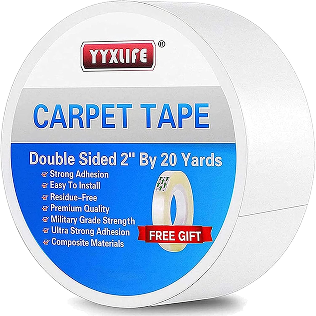 YYXLIFE 2-Sided Carpet Tape, Removable Multi-Purpose Heavy Duty, for Hardwood & Outdoor Rugs, 2" x20/30YD