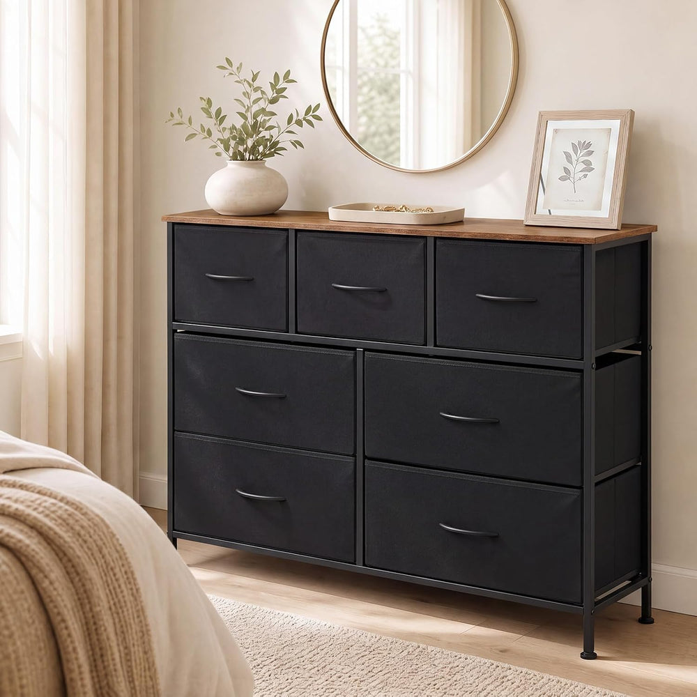 GIANTEX 7-Drawer Wide Dresser (Black)