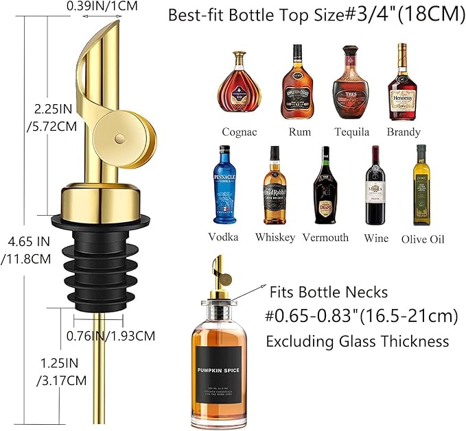 Pafusen 12 Pack Weighted Liquor Pour Spout, Auto Flip Olive Oil Dispenser Spout - Image 6