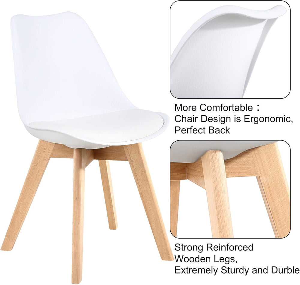 LSSBOUGHT Mid Century Modern Dining Chairs,Shell Lounge Plastic Side Chair wi...