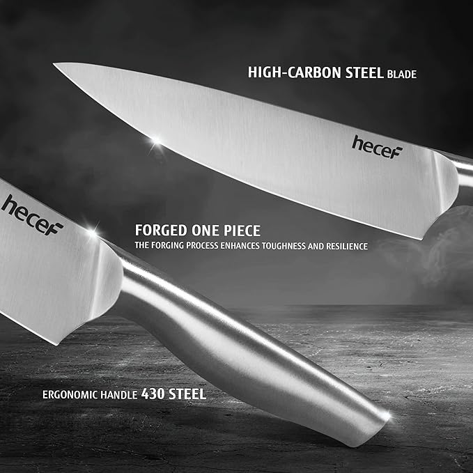 hecef 6-Piece Silver Stainless Steel Knife Set