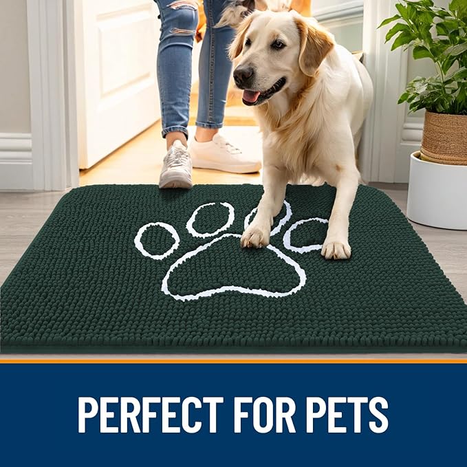 OLANLY Dog Door Mat for Muddy Paws 47x32, Paw Print Design, Absorbs Moisture - Image 6
