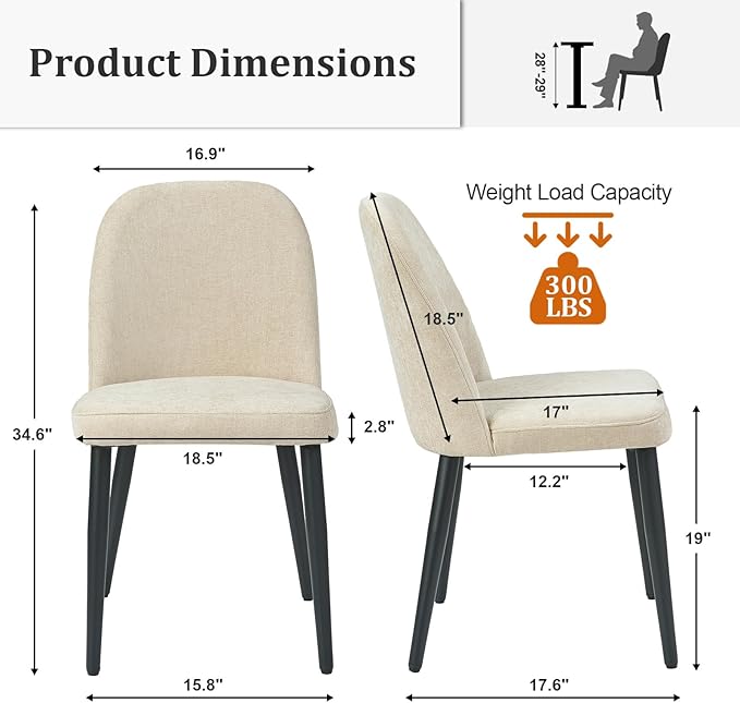 Upholstered Dining Chairs Set of 8 Modern Kitchen Chairs Chenille Fabric Dini...