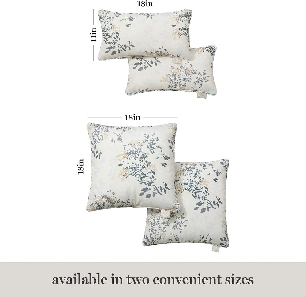 Martha Stewart Charming Foliage Indoor Outdoor Decorative Lumbar Pillow 2-Pac...