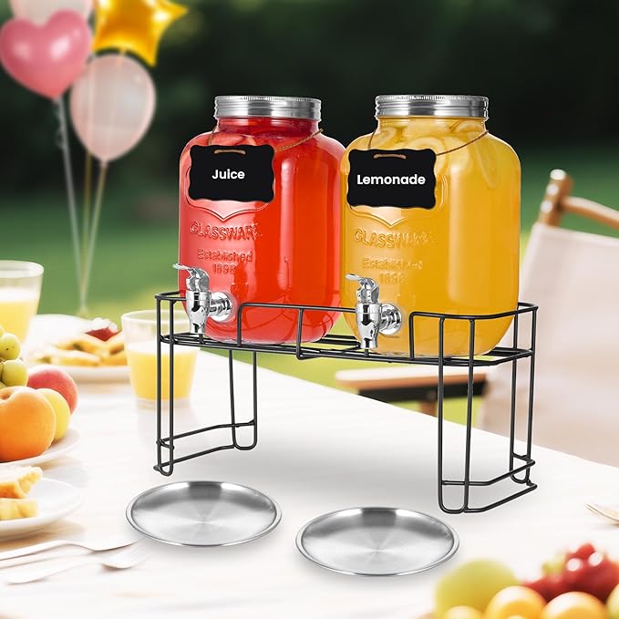 2 Pack1 Gallon Glass Drink Dispensers