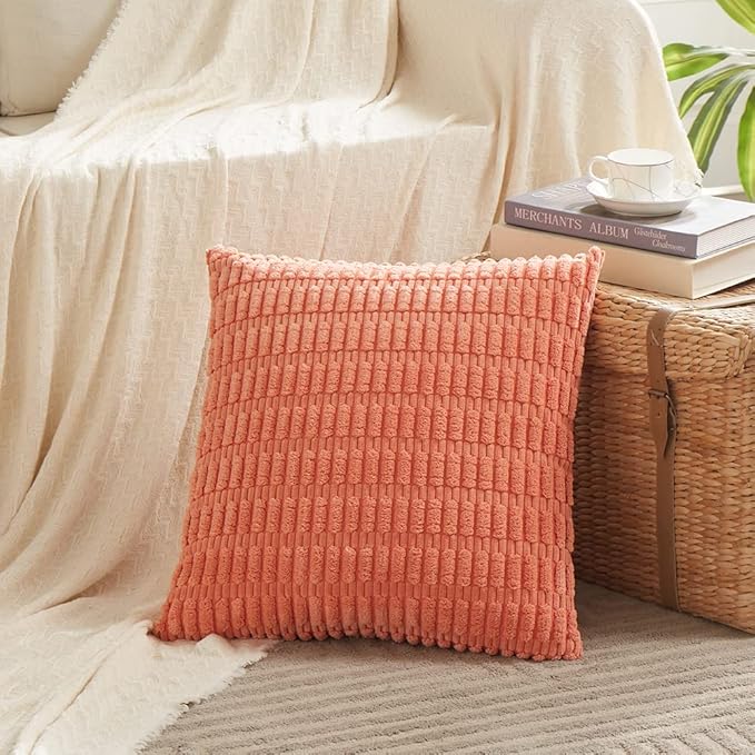 Fancy Homi 4 Packs Boho Coral Decorative Throw Pillow Covers 20x20 Inch - Image 2