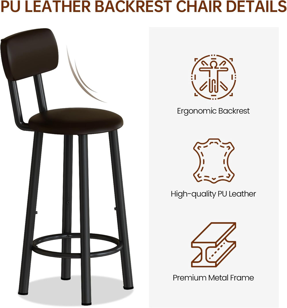 Recaceik Pub Dining Table Set for 2, Table and Bar Stools with 3 Storage Shel...