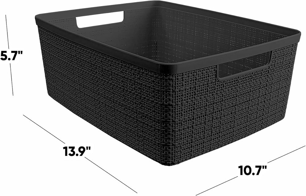 Curver Set of 6 Medium 12L Jute Decorative Plastic Organization and Storage B...